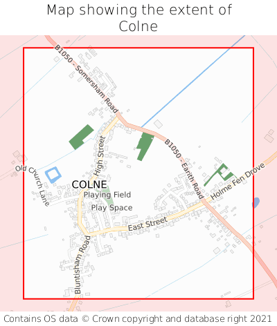 Map showing extent of Colne as bounding box