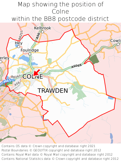 Map showing location of Colne within BB8