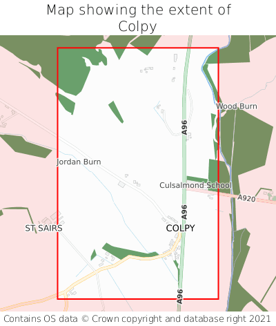 Map showing extent of Colpy as bounding box