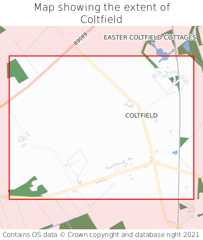 Map showing extent of Coltfield as bounding box