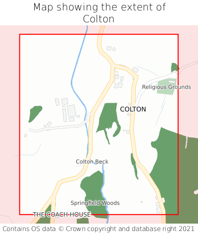 Map showing extent of Colton as bounding box