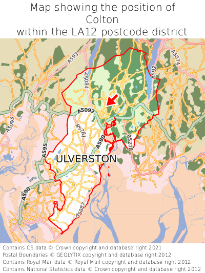 Map showing location of Colton within LA12