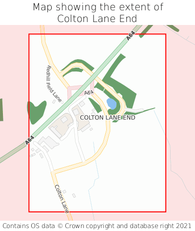 Map showing extent of Colton Lane End as bounding box