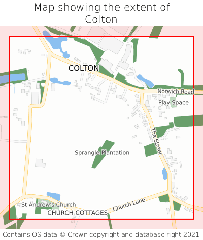 Map showing extent of Colton as bounding box