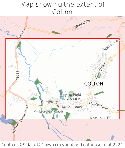 Map showing extent of Colton as bounding box