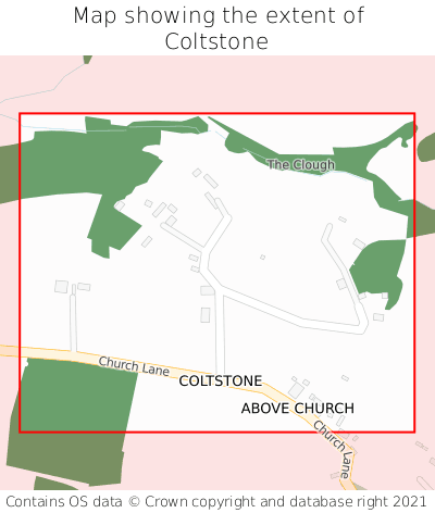 Map showing extent of Coltstone as bounding box