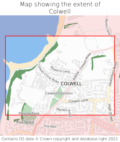 Map showing extent of Colwell as bounding box