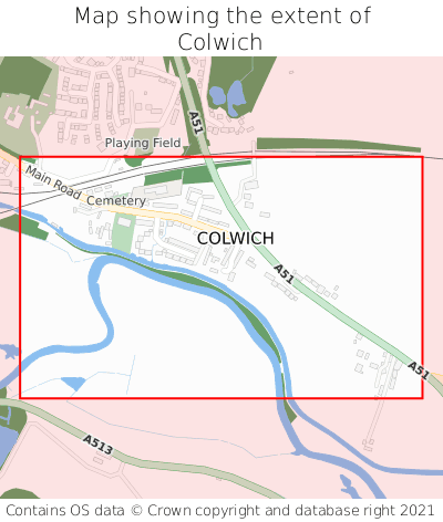 Map showing extent of Colwich as bounding box