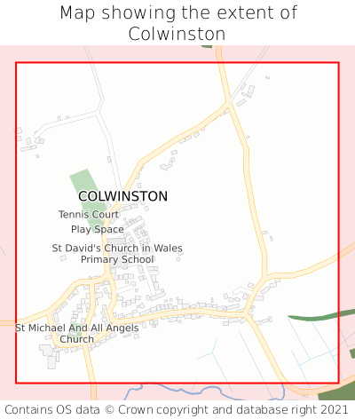 Map showing extent of Colwinston as bounding box