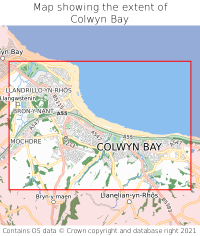 Map showing extent of Colwyn Bay as bounding box