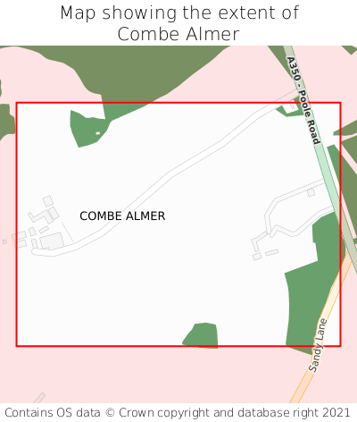 Map showing extent of Combe Almer as bounding box
