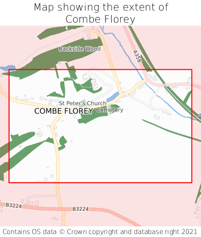 Map showing extent of Combe Florey as bounding box