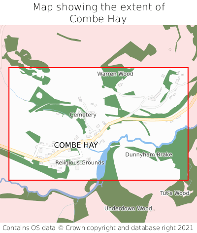 Map showing extent of Combe Hay as bounding box