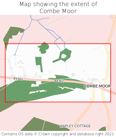 Map showing extent of Combe Moor as bounding box
