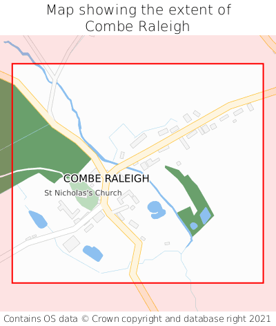 Map showing extent of Combe Raleigh as bounding box
