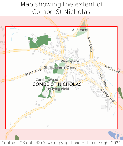 Map showing extent of Combe St Nicholas as bounding box