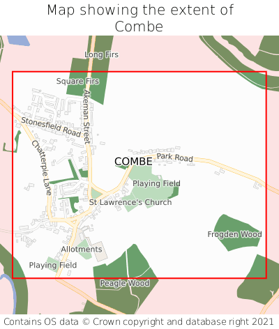 Map showing extent of Combe as bounding box