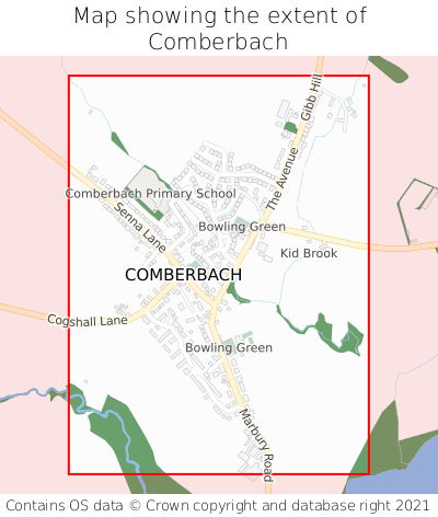 Map showing extent of Comberbach as bounding box