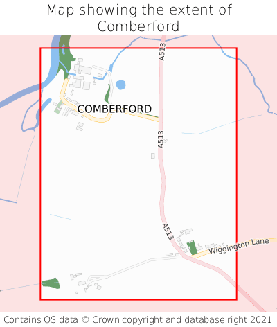 Map showing extent of Comberford as bounding box