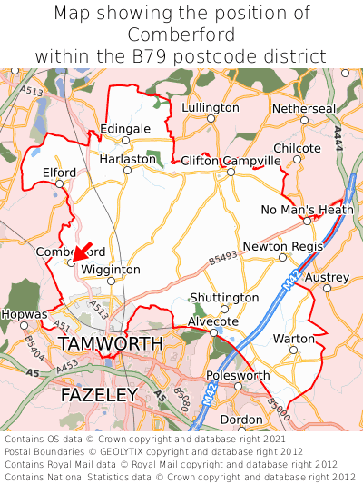 Map showing location of Comberford within B79