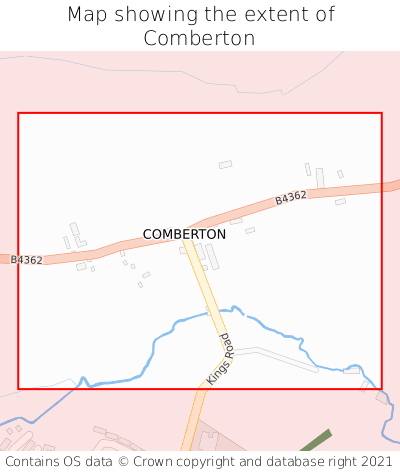 Map showing extent of Comberton as bounding box