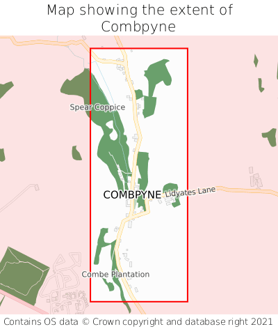 Map showing extent of Combpyne as bounding box