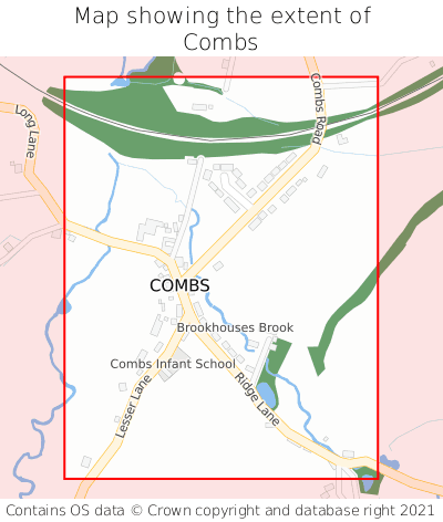 Map showing extent of Combs as bounding box