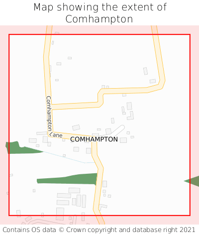 Map showing extent of Comhampton as bounding box