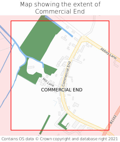Map showing extent of Commercial End as bounding box