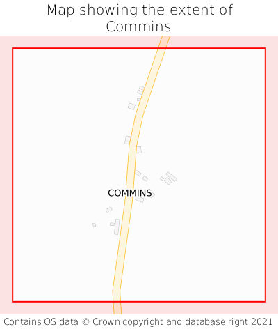 Map showing extent of Commins as bounding box