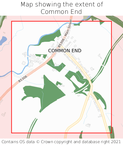 Map showing extent of Common End as bounding box