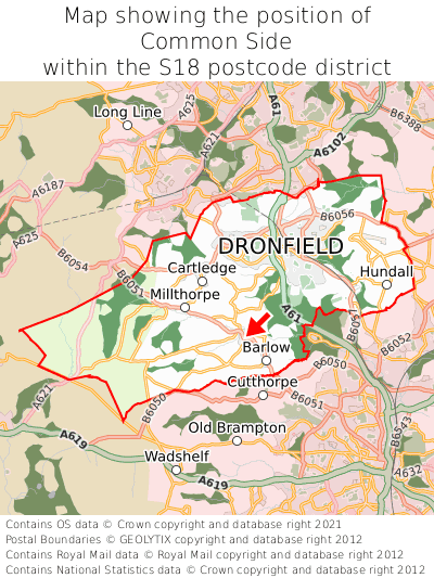 Map showing location of Common Side within S18