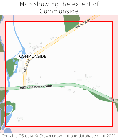 Map showing extent of Commonside as bounding box