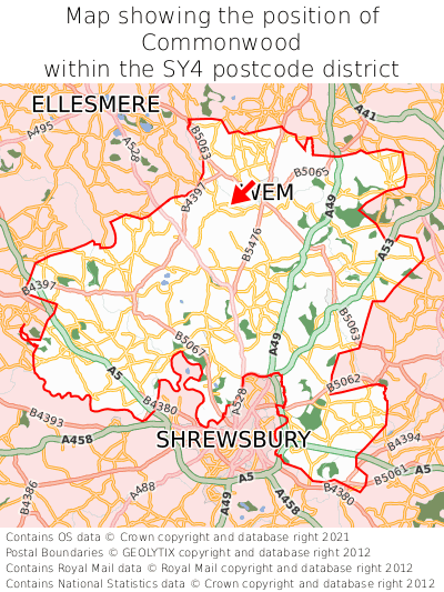 Map showing location of Commonwood within SY4