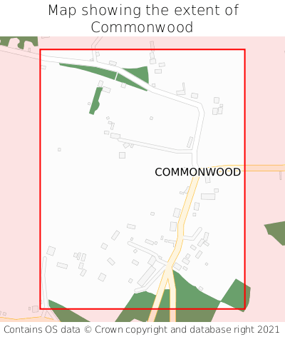 Map showing extent of Commonwood as bounding box