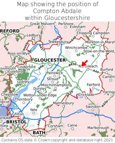 Map showing location of Compton Abdale within Gloucestershire