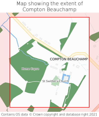 Map showing extent of Compton Beauchamp as bounding box