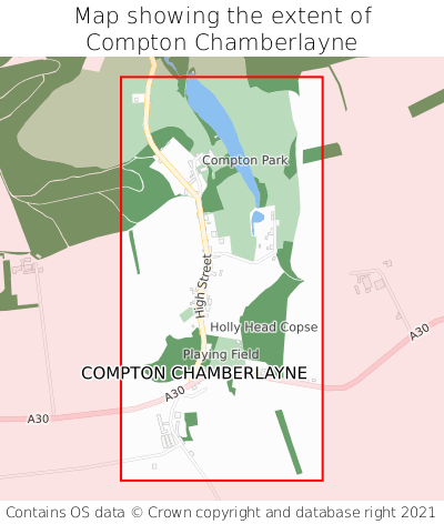 Map showing extent of Compton Chamberlayne as bounding box