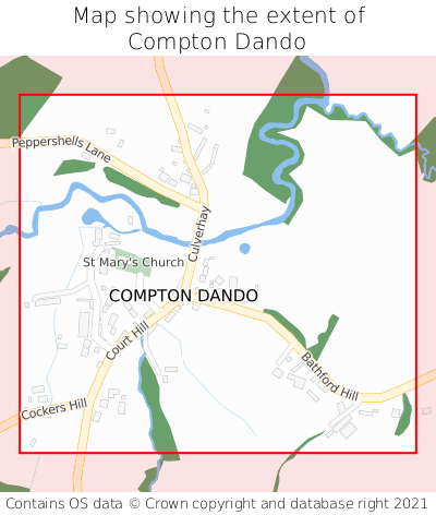 Map showing extent of Compton Dando as bounding box