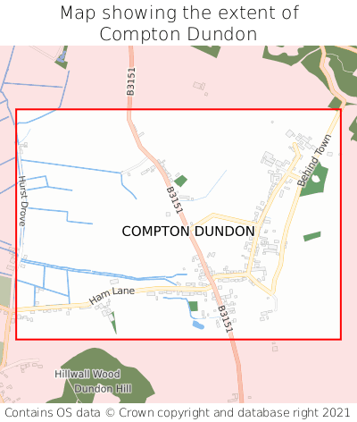 Map showing extent of Compton Dundon as bounding box
