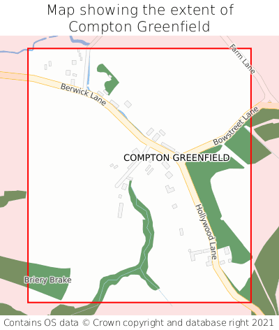 Map showing extent of Compton Greenfield as bounding box