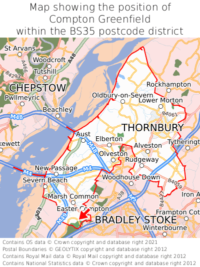 Map showing location of Compton Greenfield within BS35