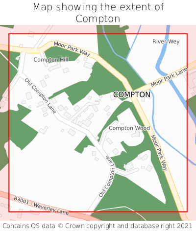 Map showing extent of Compton as bounding box