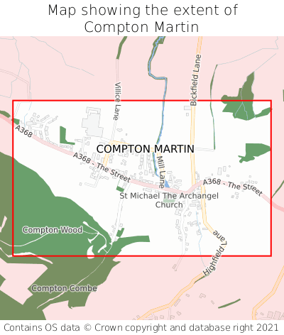 Map showing extent of Compton Martin as bounding box
