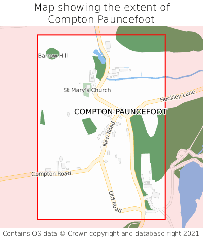 Map showing extent of Compton Pauncefoot as bounding box