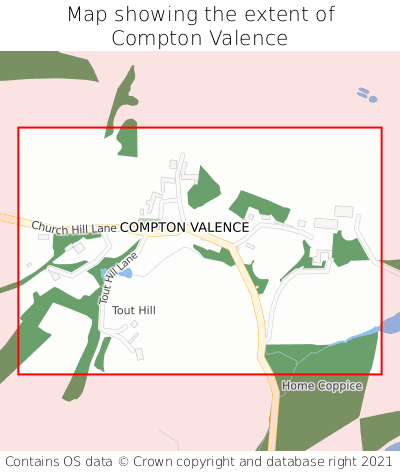 Map showing extent of Compton Valence as bounding box