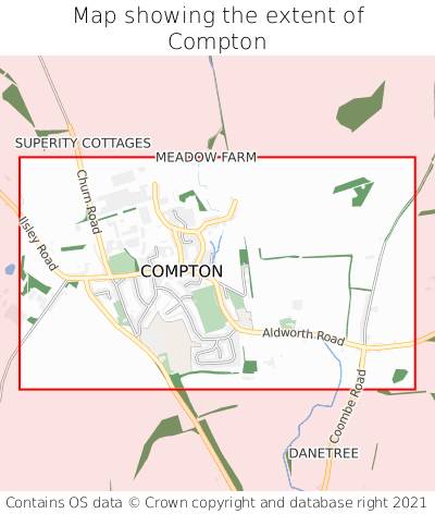 Map showing extent of Compton as bounding box