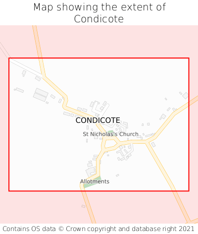 Map showing extent of Condicote as bounding box