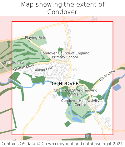 Map showing extent of Condover as bounding box