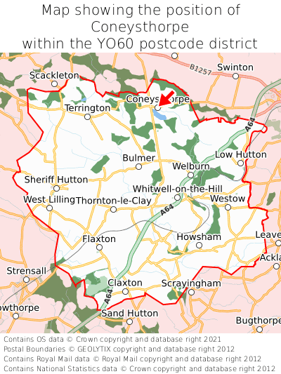 Map showing location of Coneysthorpe within YO60